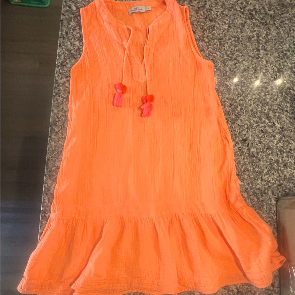 Vineyard Vines Women's Ruffle Hem Mini Dress Cotton.